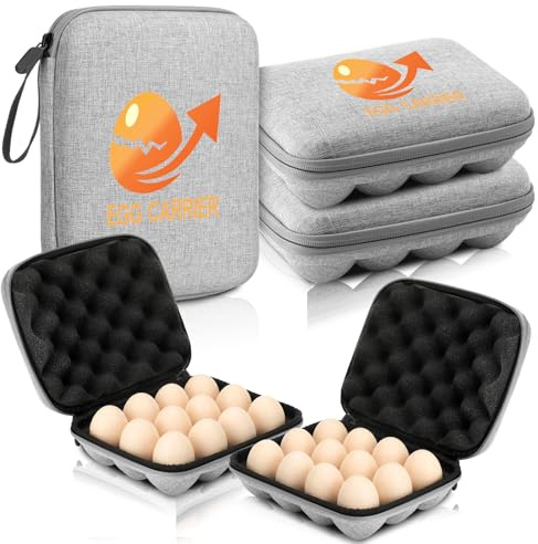 Geelin 2 Set 12 Slots Outdoor Egg Containers with Lid Deviled Egg Holder Camping Carrier with Handle Reusable Shockproof Eggs Cartons Storage Box Portable Holder Protection for Picnic Travel Party