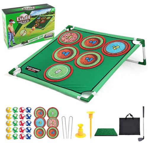 Golfset för barn, klistrigt golfspel med golfbollar, håltäckningar, puttingmatta, putter och bärbar väska, för trädgård, gräsmatta eller strand vid golfspel och fest, justerbar Model C (with 1 stand)