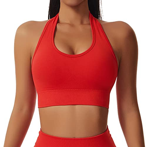 Generisch Sujetador deportivo con cuello alto, sin tirantes, fitness, bustier, para mujer, sujetador push-up acolchado, sin aros, sujetador deportivo, top, sujetador de yoga, soporte medio