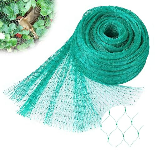 Bqkroa 5x20m Rete di protezione per uccelli a maglia stretta: PE verde, rete per piccioni per balcone, tagliabile, rete per stagno, rete per foglie, rete per alberi da frutta da giardino, per giardino