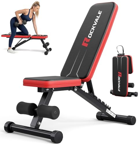 Rockvale Adjustable Weight Bench Foldable, 300KG Bench Press, Adjustable Foldable Flat/Incline/Decline Bench Press for Home Gym (Black)