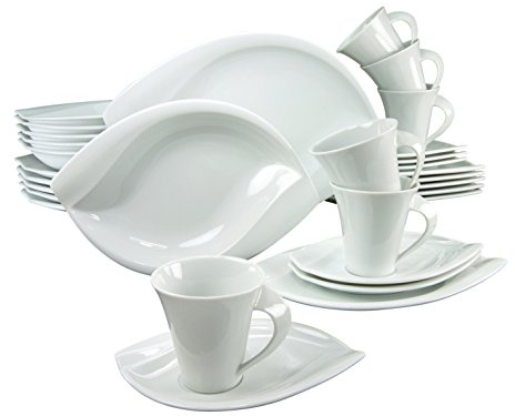 Creatable, 14742, Série Acacia Blanc, Service de Table combiné 30 pièces