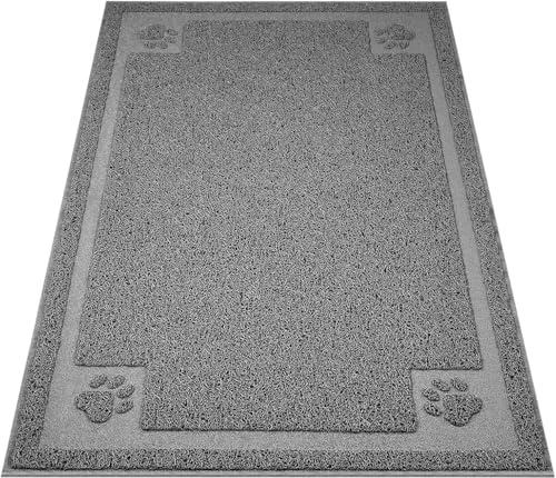 UPSKY Large Cat Litter Mat Trapper 35.5×23.5 Traps Litter from Box and Paws Scatter Control for Litter Box Soft on Sensitive Kitty Paws Easy to Clean Durable (Grey)