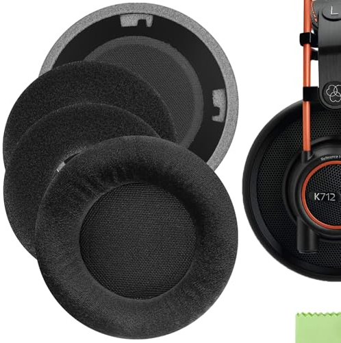 Geekria Cuscinetti auricolari di ricambio in velluto comfort per AKG K701, K702, Q701, Q702, K601, K612, K712, K400, K500, imbottiture per cuffie, parti di riparazione con guida video (Nero)