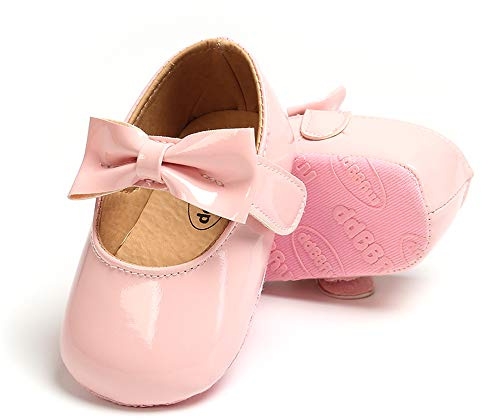 RVROVIC Baby Girls Ballerina Mary Jane Flats Toddler Girl Princess Dress Shoes Soft Infant Crib Shoes(0-6 Months Infant,2-Pink)