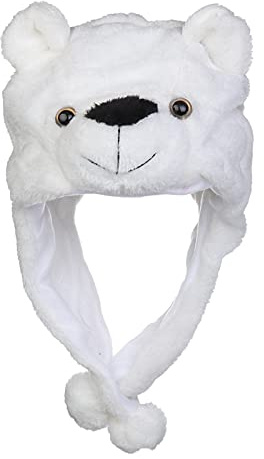 JK Home Bonnet Animaux Chapeau Ski Peluche Adulte Enfant Ours Blanc