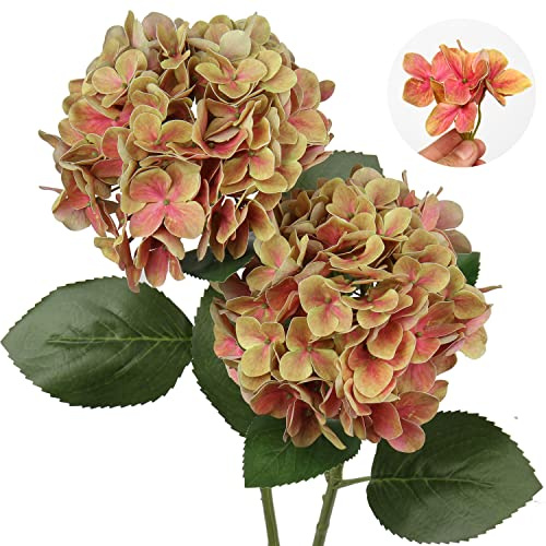 Oairse 2 st hortensia konstgjorda blommor dekorativa falska blommor verklig touch silke hortensia 63 cm lång stam för hem hotell kontor bröllopsdekorationer