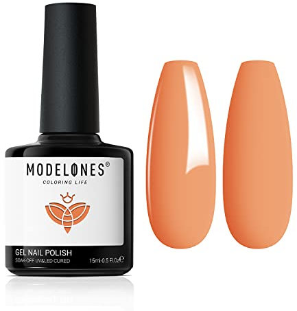 MODELONES Sunkist Orange Gel Nail Polish, 1 Pcs 15ml Orange Color Gel Nail Polish Soak Off LED Long Lasting French Manicure Essential Gel Nail Varnish Salon Design DIY at Home Gifts for Women
