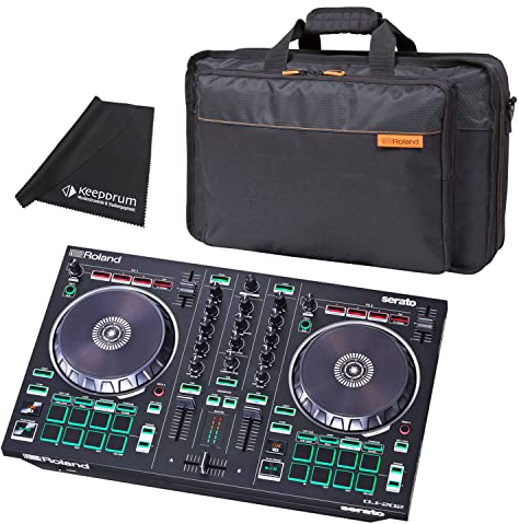 Roland DJ-202 USB DJ Controller Mixer + CB-BDJ202 Borsa per il trasporto + panno in microfibra Keepdrum