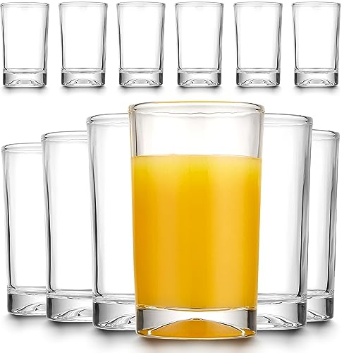 Mfacoy Small Juice Glasses Set of 6, 5.5-ounce Glass Cups, Heavy Base Small Drinking Glass Set, Clear Cups, Thick and Durable Shot Glasses, Drinking Glasses for Juice and Milk (Full Size - 5.5 Ounce)