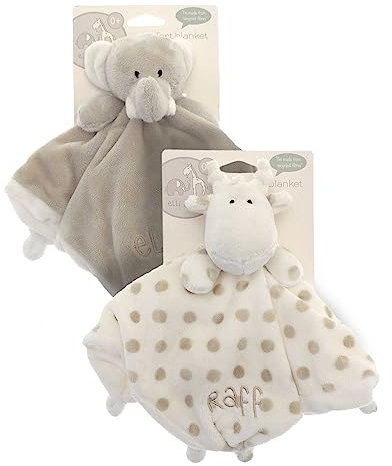eLLi & Raff Embroidered Comfort Blanket - Eco Friendly Super Soft Toy for Babies and Toddlers made from Recycled fibres (eLLi (Elephant))
