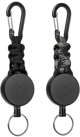 Fhlbestyu 2/4 PCS llaveros Extensibles Retráctil, Cordón Extensible JoJo con cuerda de acero extensible de 60 cm, Llavero Retráctil, Mosquetón para Soporte de Tarjeta ID