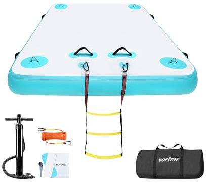 VOFiTNY Inflatable Floating Dock, Air Platform Multi-Person Swim Water Mat with Rope Ladder, None-Slip Surface for Pool Lake Beach