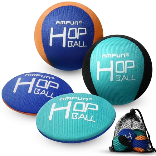 AMFUN 4 Stück Wasserball, Wasserhüpfball, Schnelltrocknender Lycra-Bezug Ball, Für Jugendliche und Erwachsene (Blue+Orange)