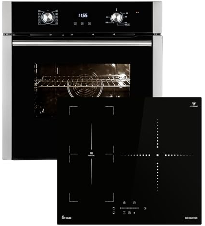Autarkes Herdset | 60cm Einbaubackofen EB8005ED | 59cm Induktionskochfeld IND5903SP | Pizzafunktion | Grill | Umluft | Heißluft | Automatik-Timer | 2-fach Wärmeschutzverglasung | SET8005IND593SP