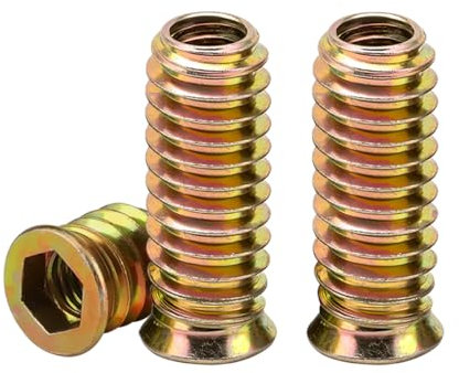 Drenky Inserción Roscadas M8x25mm - 20 Piezas Insertos de Madera con Tuercas para Madera, Tuerca de Inserción en Aleación de Zinc para Muebles y Carpintería