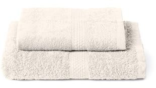 Caleffi Set Asciugamani Bagno Viso e Bidet in Cotone, Asciugamani Resistente a Lavaggi, Include 1 Asciugamano Viso 55x100 cm e 1 Asciugamano Bidet Ospite 40x60 cm, Asciugamani 2 Pezzi, Vaniglia
