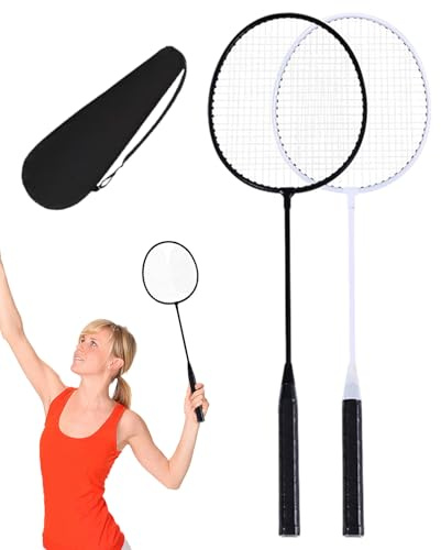 Badminton set per bambini – racchette da gioco per esterni, set in lega per 2 giocatori, borsa per il trasporto per attrezzature sportive leggere, attrezzatura per il libero per il
