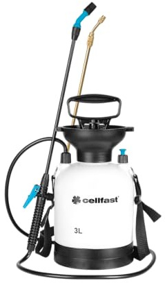 Cellfast tryckspruta manuell 3 l - kompakt och bärbar med axelhållare - teleskop lans 39–66 cm