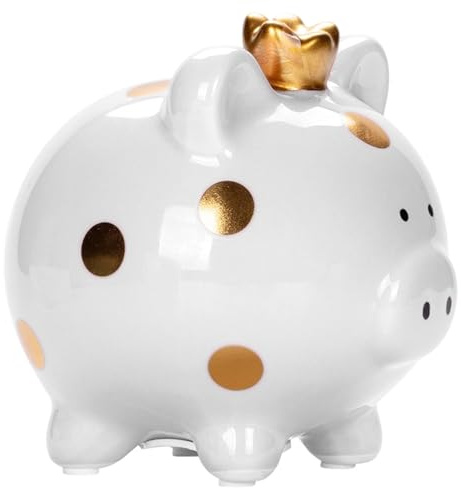 Tirelire cochon pour enfants incassable - Grande tirelire cochon porte-bonheur - Pour mariage, Noël, Halloween, cadeaux d'anniversaire (blanc)