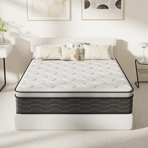TEENO Matelas 140x190 cm Ressorts Ensaches, épaisseur de 30CM - Matelas à Ressorts ensachés et à mémoire de Forme，Ergonomique,Respirant,Confort Moelleux,Soutien à Haut Rebond, 140 x 190 x 30cm