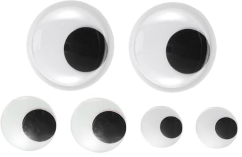 DOITOOL Ojos móviles autoadhesivos y negros para manualidades 6 piezas surtidas 75 mm 10 mm 154 mm para decoración navideña y proyectos artesanales