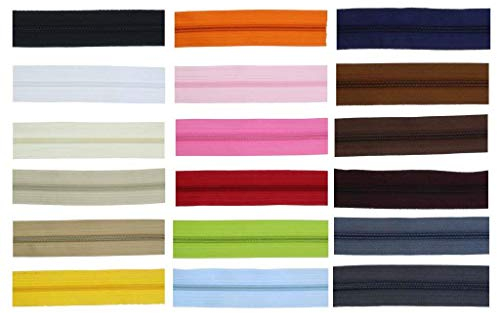 Endlos Reißverschlüsse Kunststoff Spiral fein (schwarz - 322, 5 Meter + 10 Zipper)