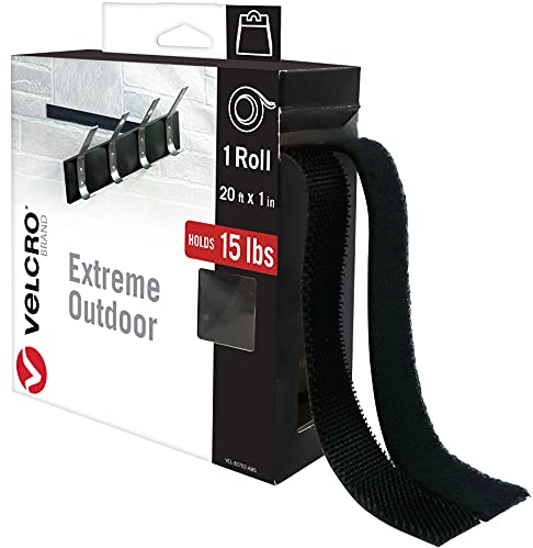 VELCRO Marke | Klettband Selbstklebend | Zuschneidbares industrielles extra starkes doppelseitiges selbstklebendes Klettband mit Klettverschluss | Schwarz | 6m x 25mm