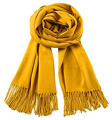 Damen Kaschmir Schal Winter Feinstrick Halstücher Stolen Umschlagtücher Schal Warmes Halstuch Yellow