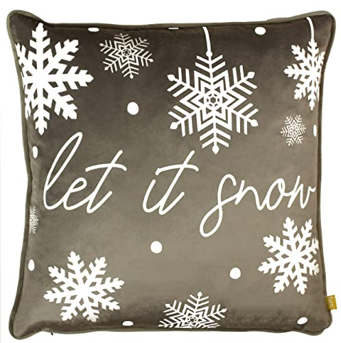 furn. Let It Snow Kissen, Polyester, gefüllt, 43 x 43 cm, Grau