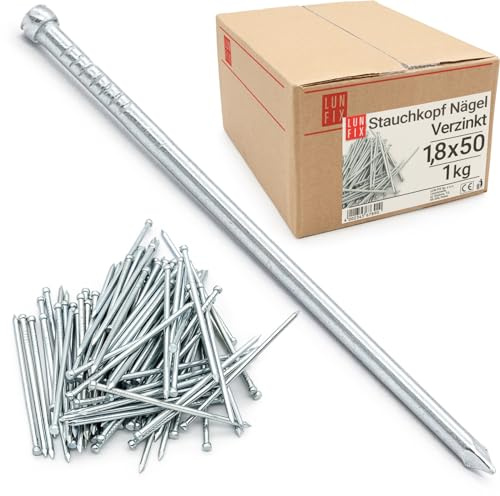 LUN FIX Drahtstifte 1,8x50 mm (2.0) Stauchkopfnägel 1kg ca. 950 Stk