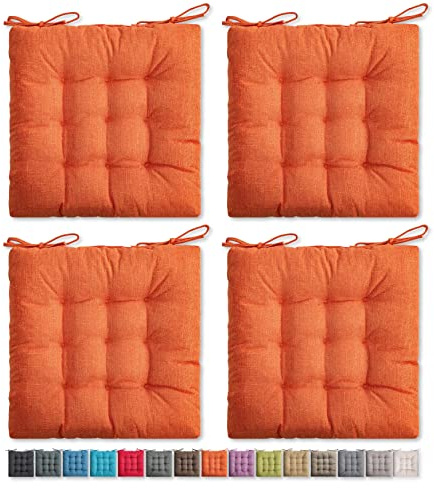 SQUARE MOON 4 Pack Chair Cushions, Seat Cushions, Chair Pads, Chair Mat for Indoor, Outdoor Dining Chair, Kitchen Chairs, Dining Room Chairs (16 × 16 × 4 Pack, Orange)