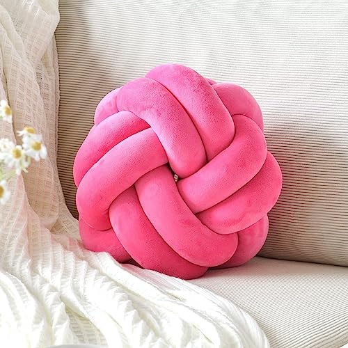 VBGYA Knot Pillow Ball, Soft Home Decorative Throw Pillows Cushion, Round Changeability Knotted Pillows, Modern Home Handmade Cushions for Bedroom, Sofa, Couch (8 Inch, Hot Pink)