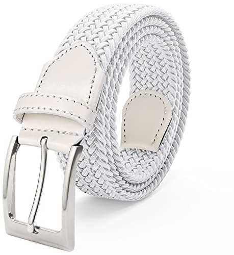 Fairwin Cinturón Elástico Hombre Trenzado Nylon Sin Agujeros Hebilla Pasador 3.3cm Cinturones Elásticos Trenzados Ajustable Flexible Casual Talla Grande