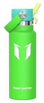Sparrow Insulated Water Bottle Kids 350ml - FlipFlow Metal Water Bottles with Straw Lid - BPA Free - Leakproof Stainless Steel Flask for Sport, School, Outdoor, Travel