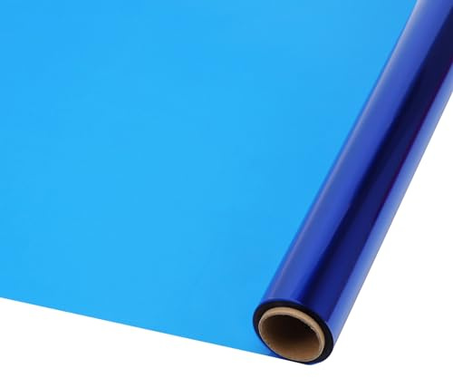 ohfruit Rotolo di cellophane trasparente colorato, 50 cm x 200 m, per cesti regalo, confezioni regalo, progetti artigianali, confezioni regalo fai da te, carta blu