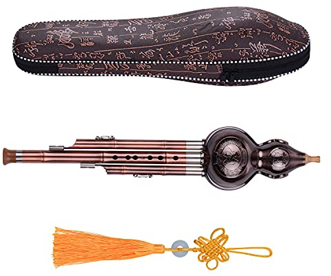 Hulusi C-nyckel, 3 ton C-nyckel Hulusi gurbit flöjt aluminium med kopparpläterade rör traditionellt instrument med knut bärväska för nybörjare musikaliska amatörer flerfärgad