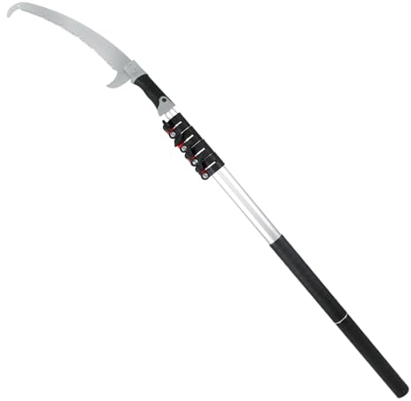 Teleskop Astsäge, Einstellbare Länge Baumsäge Gartengeräte Set, Hochreichbare Stange Hochentaster, 3m/4m Teleskopstange Handsäge, Gartensäge Stangensäge für Astungsarbeiten Baumpflege (4m)