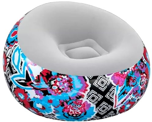 Acan Tradineur - Sillón Inflable Puff - Diseño de Flores - Fabricado en Vinilo - MAX.: 100 kg - Ideal para Adultos y niños - 66 x 112 x 112 cm