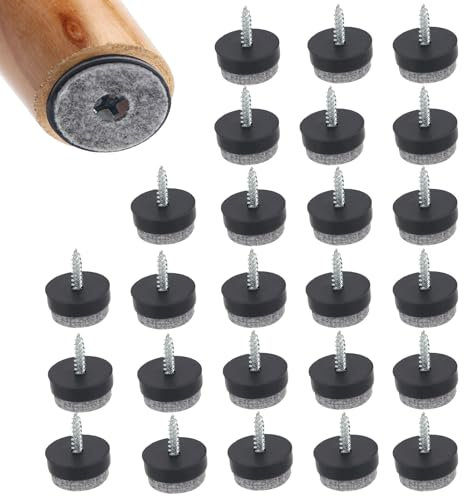 25 PCS Protector Patas Sillas, Ø 20mm, Protectores de Suelo, Fieltro Adhesivo, Deslizadores de Muebles con Tacos de Metal y Fieltro Grueso, Color Gris, Fácil Instalación y Protección Duradera
