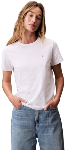 Calvin Klein Donna T-Shirt Maniche Corte Archive Jersey Tee con Scollo Rotondo, Bianco (Brilliant White), L