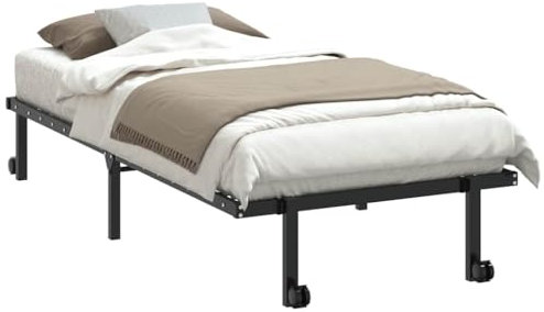 vidaXL Sängram utan madrass hopfällbar svart 90x200 cm stål, metall sängram, vikbar sängram, sängbotten, enkelsängram, enkel metall sängram