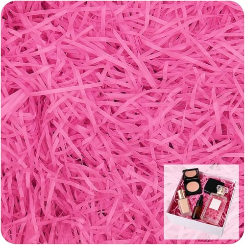 Papier de soie déchiqueté pour boîtes cadeaux, papier déchiqueté doux pour remplissage de paniers et emballages, papier de remplissage pour Noël, anniversaire, fête (Rose vif, 100g)