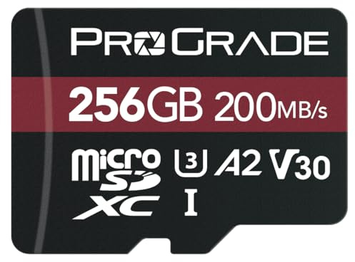 ProGrade Digital microSD Memory Card - V30 microSD Card for DSLR and Action Cameras - High Speed Transfer of Files & Large Storage - Up to 200MB/s Read Speed (256GB)