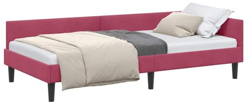 vidaXL Cornice del Letto ad Angolo Rosso Vino 90 cm x 190 cm Velluto, Letto angolare Compatto, Moderno e salvaspazio, Arredamento stiloso per Soggiorno e Camera