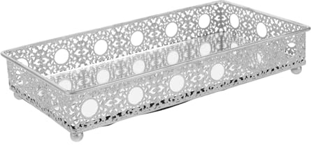 Toyvian Bandeja Decorativa Para Perfumes De Metal Espejo Bandeja Para Collares Organizadora De Tocador Para Baño Expositor De Joyas