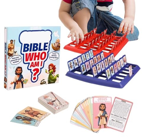 Qui Est-ce, Jeu De Société Classique, Who is It? Devine Qui Je suis, Drôle Jeux De Devinettes, 24 Personnages Bibliques avec des Histoires De Vie Et des Cartes D'Écritures, pour Familles