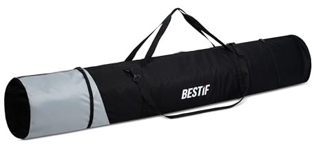 BSTIF Sac de ski 200 cm – Sac de ski pour 2 paires de skis ou snowboard – Doublure en PVC imperméable, housse en polyester renforcé, bandoulière réglable – Sac de transport pour skis/snowboard