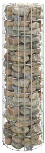 Gabionen-Säule Rund, Verzinkter Stahl Ø30x100 cm, Witterungsbeständig, Robuste Garten-Einfassung, Sichtschutz für Außenbereich