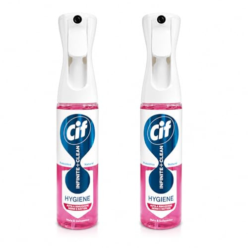 Infinite+Clean Hygiene Spray Multiuso – Detergente Igienizzante con Probiotici Naturali, Fragranza Mela e Gelsomino, Pulizia Quotidiana Senza Risciacquo per Superfici Lavabili - 2 Unita da 280ml